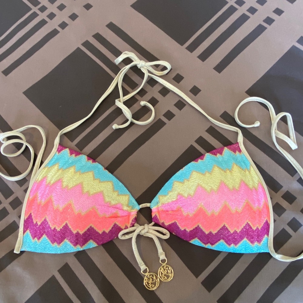 Luli Fama Multicolor Zigzag Bikini Top